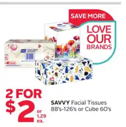 Rexall SAVVY Facial Tissues 88's-126's or Cube 60's offer