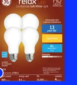RONA Relax 4-pack A19 LED Bulbs Soft white offer