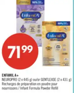 Pharmaprix ENFAMIL A+ NEUROPRO (2 x 445 g) or GENTLEASE (2 x 431 g) Infant Formula Powder Refill offer