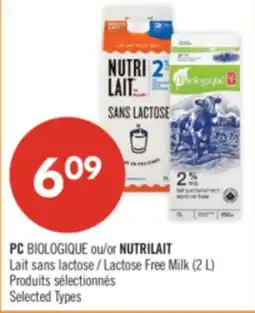 Pharmaprix PC BIOLOGIQUE or NUTRILAIT Lactose Free Milk offer
