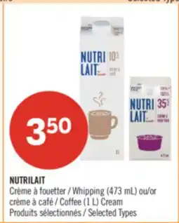 Pharmaprix NUTRILAIT Whipping (473 mL) or Coffee (1 L) Cream offer