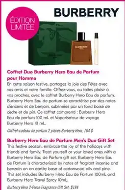 Pharmaprix Burberry Hero 2-Piece Fragrance Gift Set offer