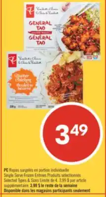 Pharmaprix PC Single Serve Frozen Entrees offer