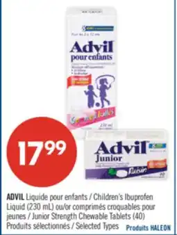 Pharmaprix ADVIL Children's ibuprofen Liquid (230 ml) or Junior Strength Chewable Tables (40) offer