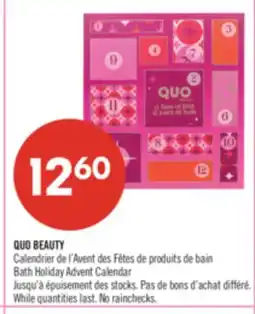 Pharmaprix QUO BEAUTY Bath Holiday Advent Calendar offer
