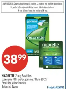 Pharmaprix NICORETTE 2 mg Lozenges (80) or Gum (105) offer
