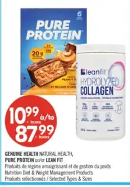 Pharmaprix GENUINE HEALTH NATURAL HEALTH, PURE PROTEIN or LEAN FIT Nutrition Diet & Weight Management Products offer