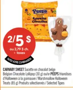 Pharmaprix CARNABY SWEET Belgian Chocolate Lollipop (30 g) or PEEPS Marshmallow Halloween offer