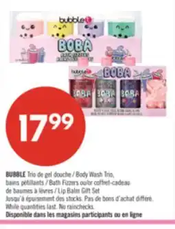 Pharmaprix BUBBLE Trio Body Wash Trio, Bath Fizzers or Lip Balm Gift Set offer