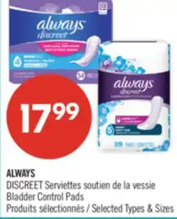 Pharmaprix ALWAYS DISCREET Bladder Control Pads offer