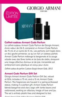 Pharmaprix Giorgio Armani Code 2-Piece Fragrance Gift Set offer