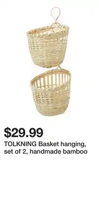 IKEA TOLKNING Basket hanging, set of 2, handmade bamboo offer