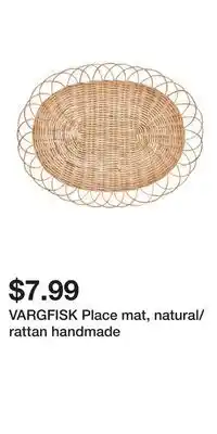 IKEA VARGFISK Place mat, natural/rattan handmade offer