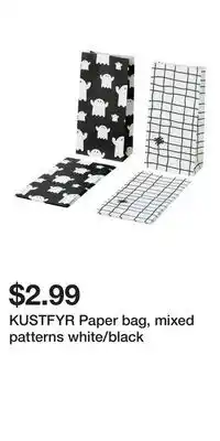 IKEA KUSTFYR Paper bag, mixed patterns white/black offer