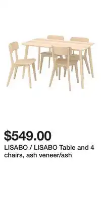 IKEA LISABO / LISABO Table and 4 chairs, ash veneer/ash offer