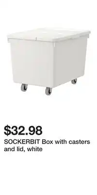 IKEA SOCKERBIT Box with casters and lid, white offer