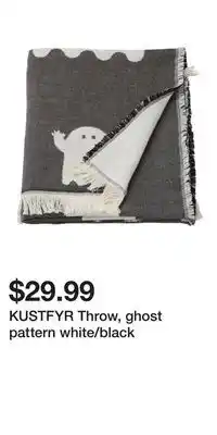 IKEA KUSTFYR Throw, ghost pattern white/black offer