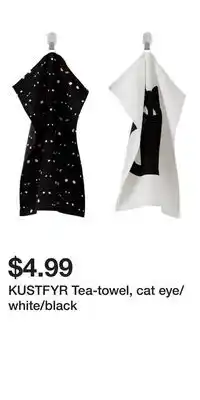 IKEA KUSTFYR Tea-towel, cat eye/white/black offer