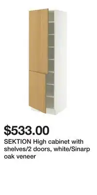IKEA SEKTION High cabinet with shelves/2 doors, white/Sinarp oak veneer offer
