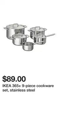 IKEA IKEA 365+ 9-piece cookware set, stainless steel offer
