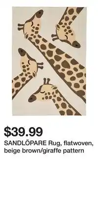 IKEA SANDLÖPARE Rug, flatwoven, beige brown/giraffe pattern offer