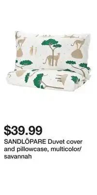 IKEA SANDLÖPARE Duvet cover and pillowcase, multicolor/savannah offer
