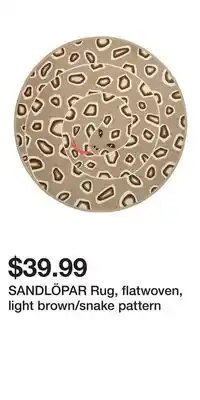 IKEA SANDLÖPAR Rug, flatwoven, light brown/snake pattern offer