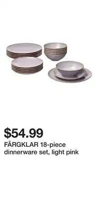 IKEA FÄRGKLAR 18-piece dinnerware set, light pink offer