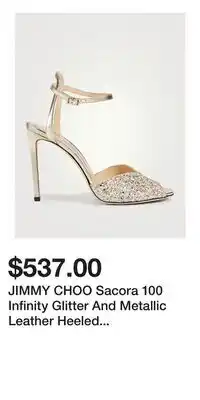 Holt Renfrew JIMMY CHOO Sacora 100 Infinity Glitter And Metallic Leather Heeled Sandals offer