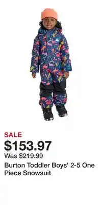 Sport Chek Burton Toddler Boys' 2-5 One Piece Snowsuit offer