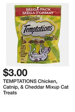 Dollarama TEMPTATIONS Chicken, Catnip, & Cheddar Mixup Cat Treats offer