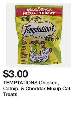 Dollarama TEMPTATIONS Chicken, Catnip, & Cheddar Mixup Cat Treats offer