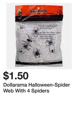 Dollarama Dollarama Halloween-Spider Web With 4 Spiders offer