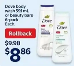 Walmart Dove body wash or beauty bars offer