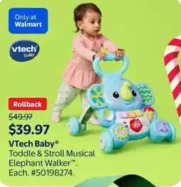 Walmart VTech Baby Toddle & Stroll Musical Elephant Walker offer
