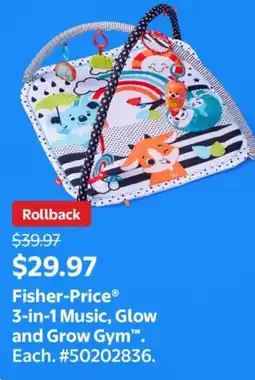Walmart Fisher-Price 3-in-1 Music, Glow and Grow Gym offer
