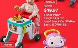Walmart Fisher-Price Laugh & Learn 4-in-1 Snack Cart Walker offer