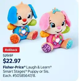 Walmart Fisher-Price Laugh & Learn Smart Stages Puppy or Sis offer