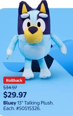 Walmart Bluey 13" Talking Plush offer