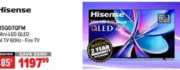 2001 Audio Video 85QD7QFM Hisense 85 Mini-LED QLED AI TV 60Hz - Fire TV offer