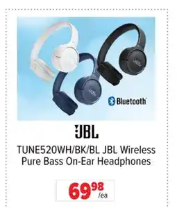 2001 Audio Video TUNE520WH/BK/BL JBL Wireless Pure Bass On-Ear Headphones offer