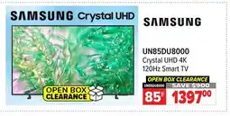 2001 Audio Video UN85DU8000 Samsung 85 Crystal UHD 4K 120Hz Smart TV offer
