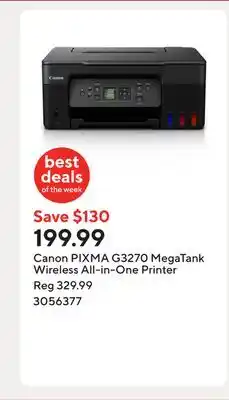Staples Canon PIXMA G3270 MegaTank Wireless All-in-One Printer offer