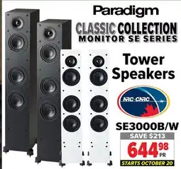 2001 Audio Video SE3000B/W Paradigm Tower Speakers offer