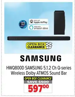 2001 Audio Video HWQ800D SAMSUNG 5.1.2 Ch Q-series Wireless Dolby ATMOS Sound Bar offer