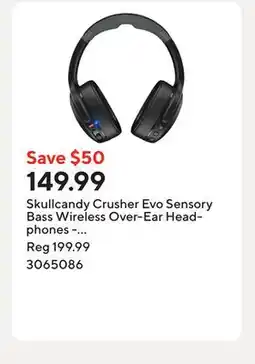 Staples Skullcandy Crusher Evo Sensory Bass Wireless Over-Ear Headphones - True Black offer