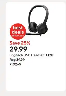 Staples Logitech USB Headset H390 offer