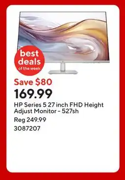 Staples HP Series 5 27 inch FHD Height Adjust Monitor - 527sh offer