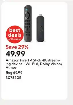 Staples Amazon Fire TV Stick 4K streaming device - Wi-Fi 6, Dolby Vision/Atmos offer