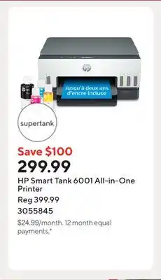 Staples HP Smart Tank 6001 All-in-One Printer offer